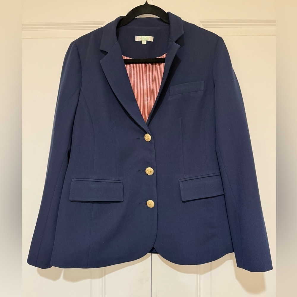 Jade Classic Navy Blazer with Gold Accents